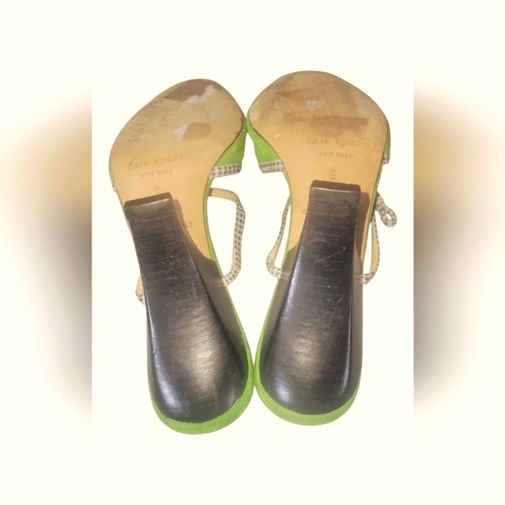 Kate Spade NY Women's Lime Green Kitten Heel Suede Fabric Detailing Sandals Sz 9 - Picture 3 of 9